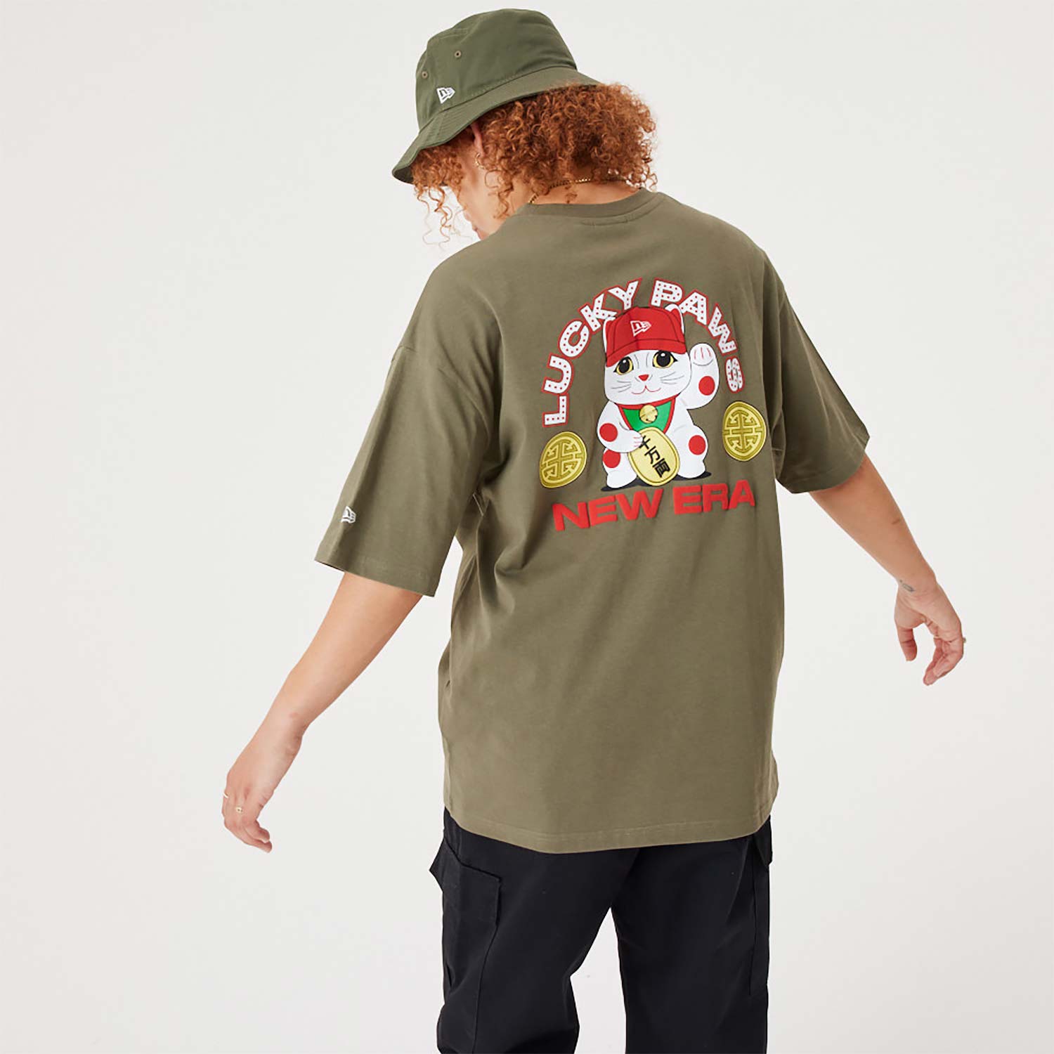 New Era Lucky Paws Character Medium Green Oversized T-Shirt