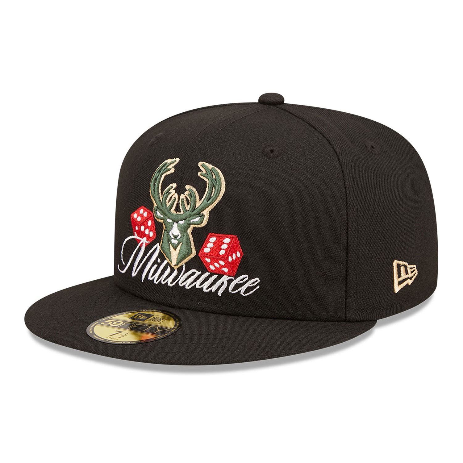 Official New Era NBA Roller Milwaukee Bucks Black 59FIFTY Fitted Cap ...