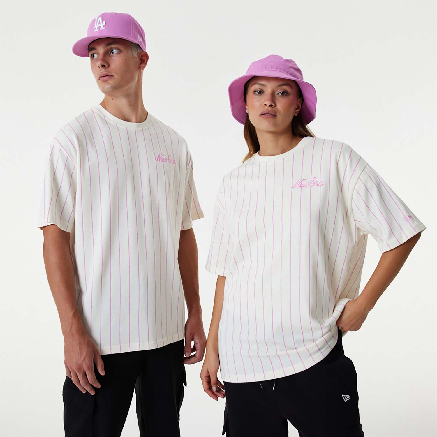 Official New Era Pinstripe Oversized T-Shirt C2_108 | New Era Cap UK