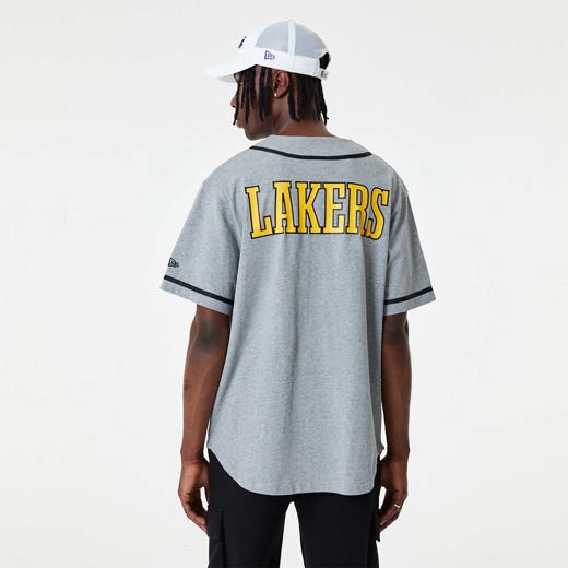 LA Lakers NBA Baseball Jersey Grey T-Shirt