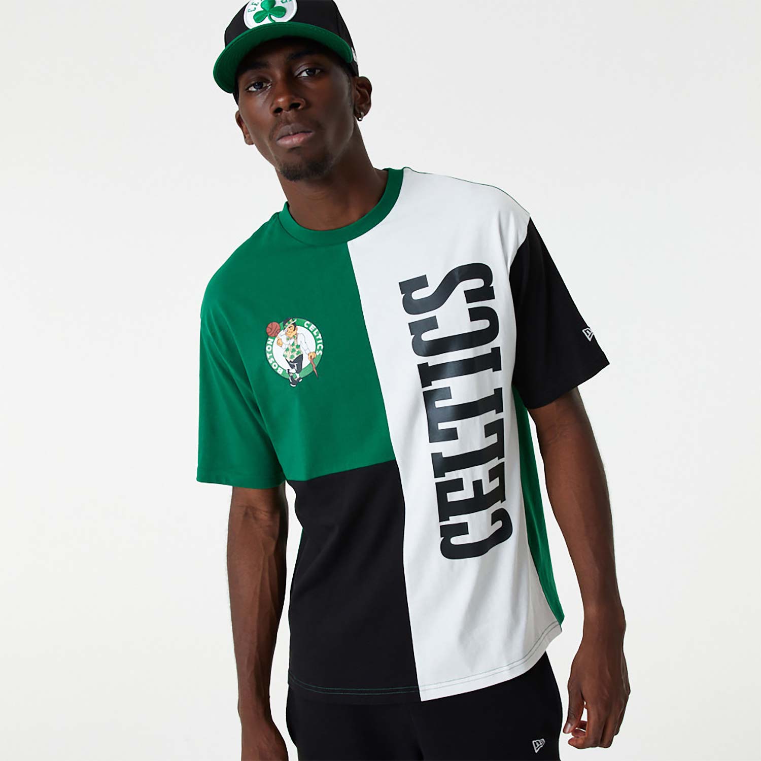 Boston Celtics NBA Cut And Sew Green Oversized T-Shirt