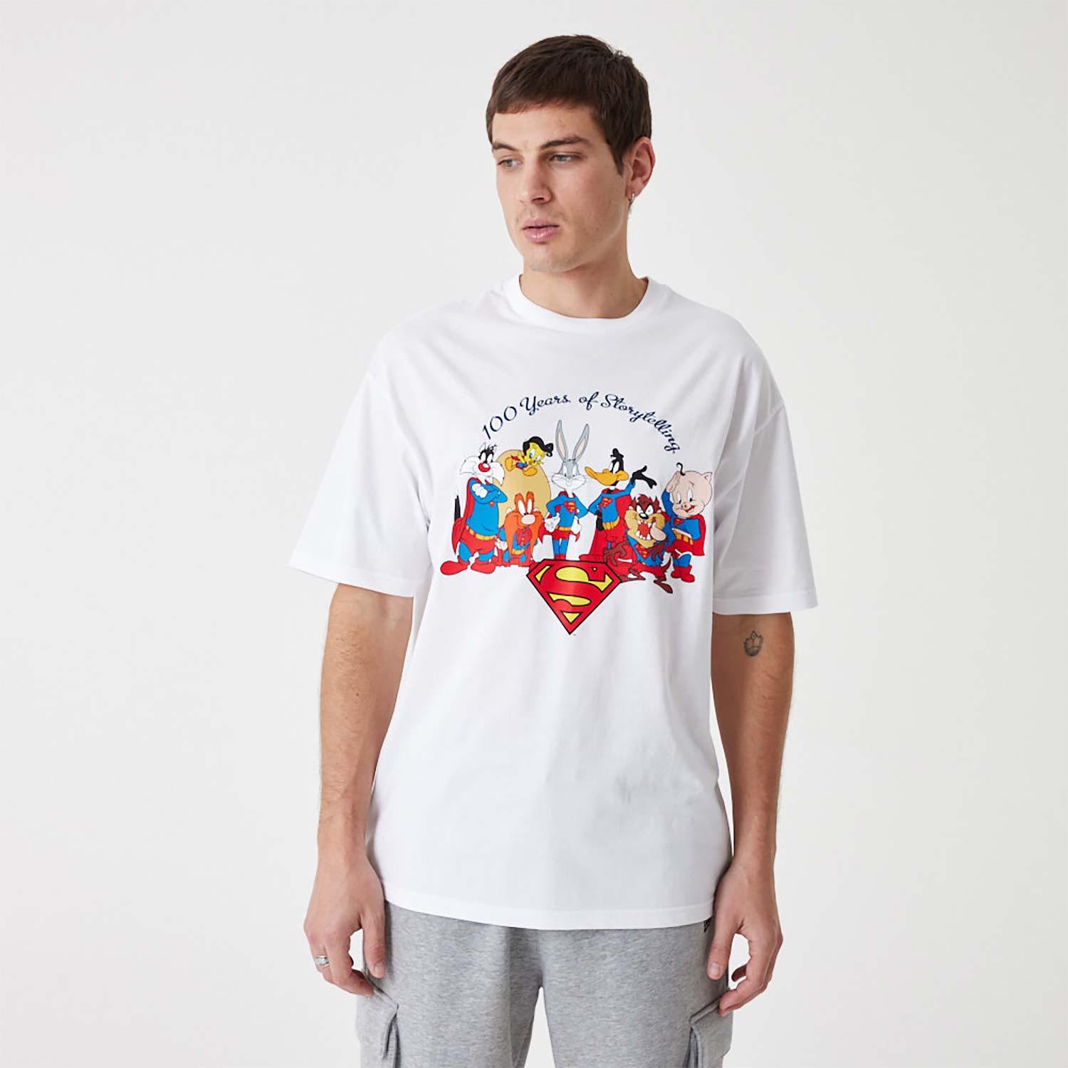WARNER BROS Camiseta Big & Tall con logotipo de Superman Up Up Up para  hombre, Blanco