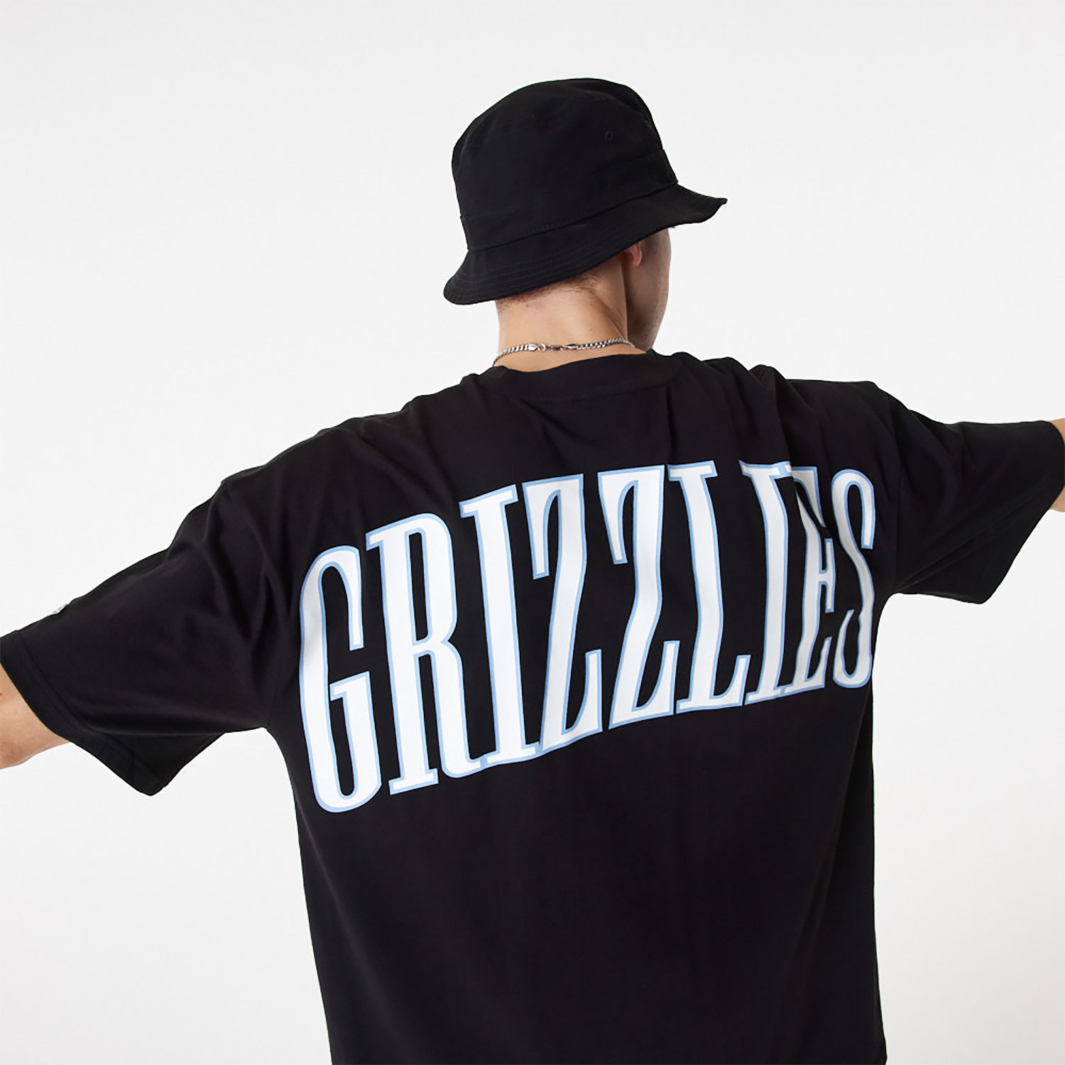 Memphis Grizzlies NBA Arch Wordmark Black Oversized T-Shirt