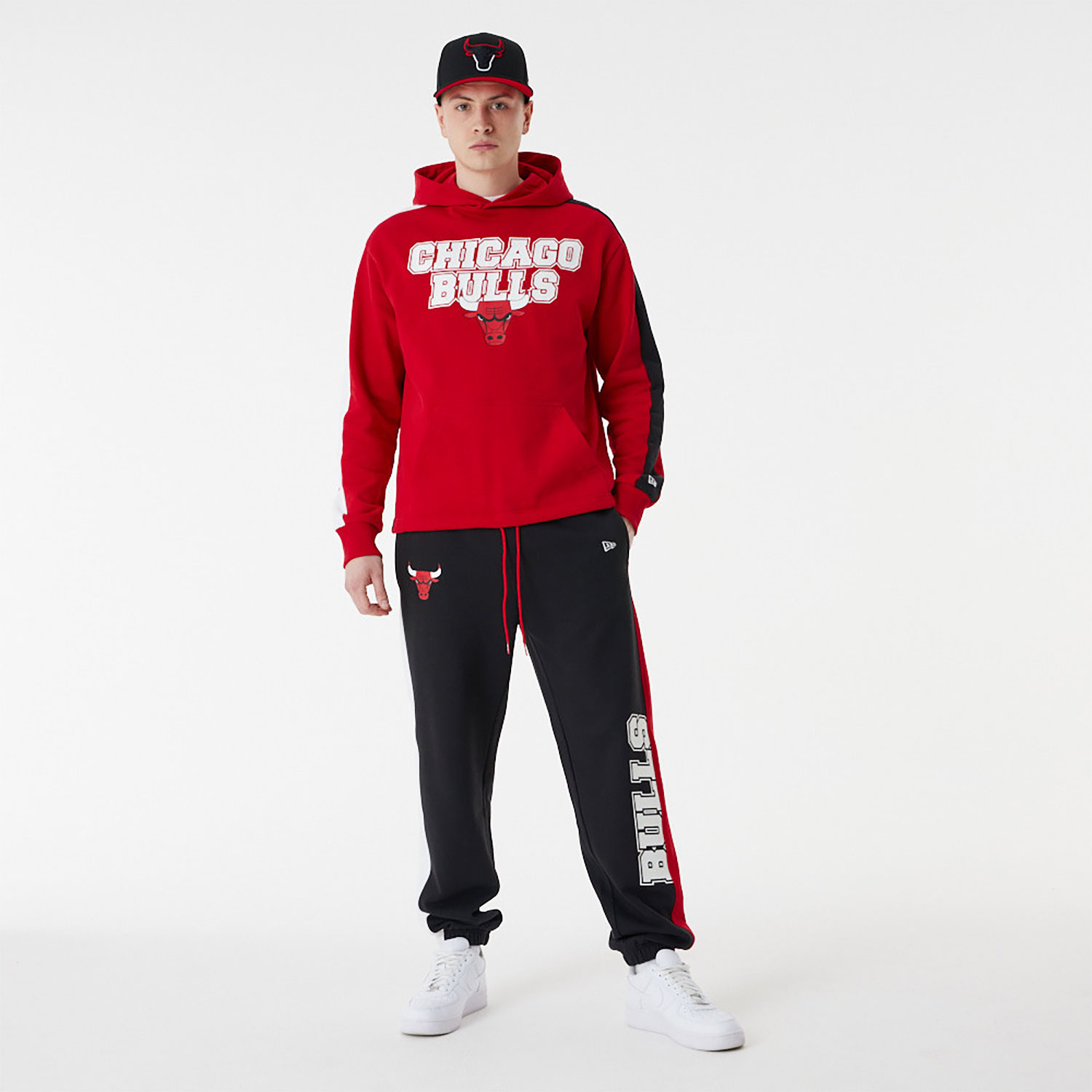 Chicago Bulls NBA Cut and Sew Red Oversized Hoodie