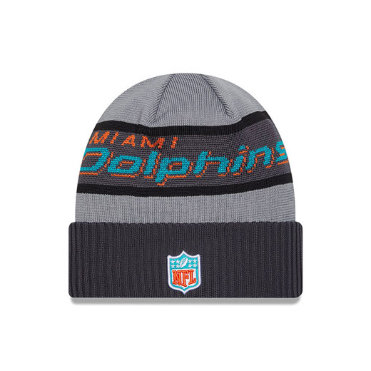 Miami Dolphins NFL Sideline 2023 Grey Cuff Knit Beanie Hat