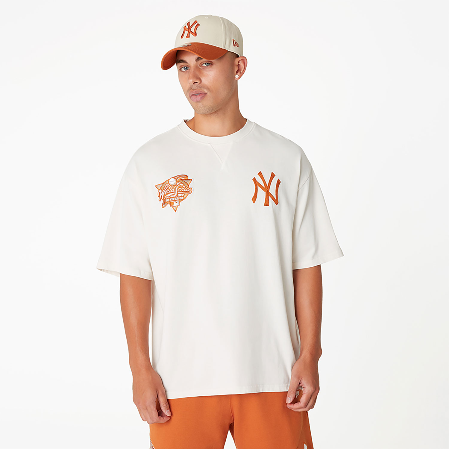 New York Yankees World Series Patch White Oversized T-Shirt