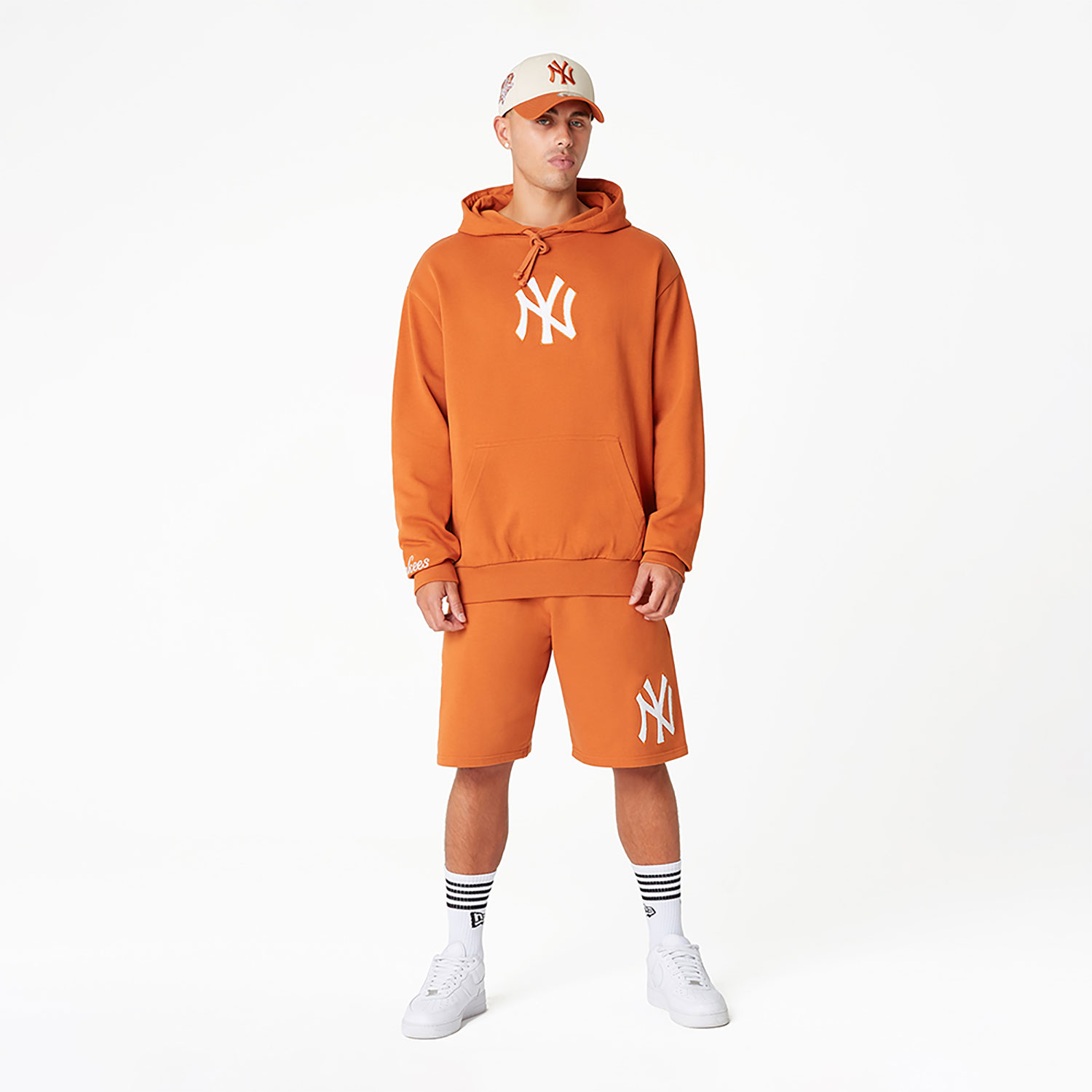 New York Yankees World Series Patch Orange Oversized Pullover Hoodie
