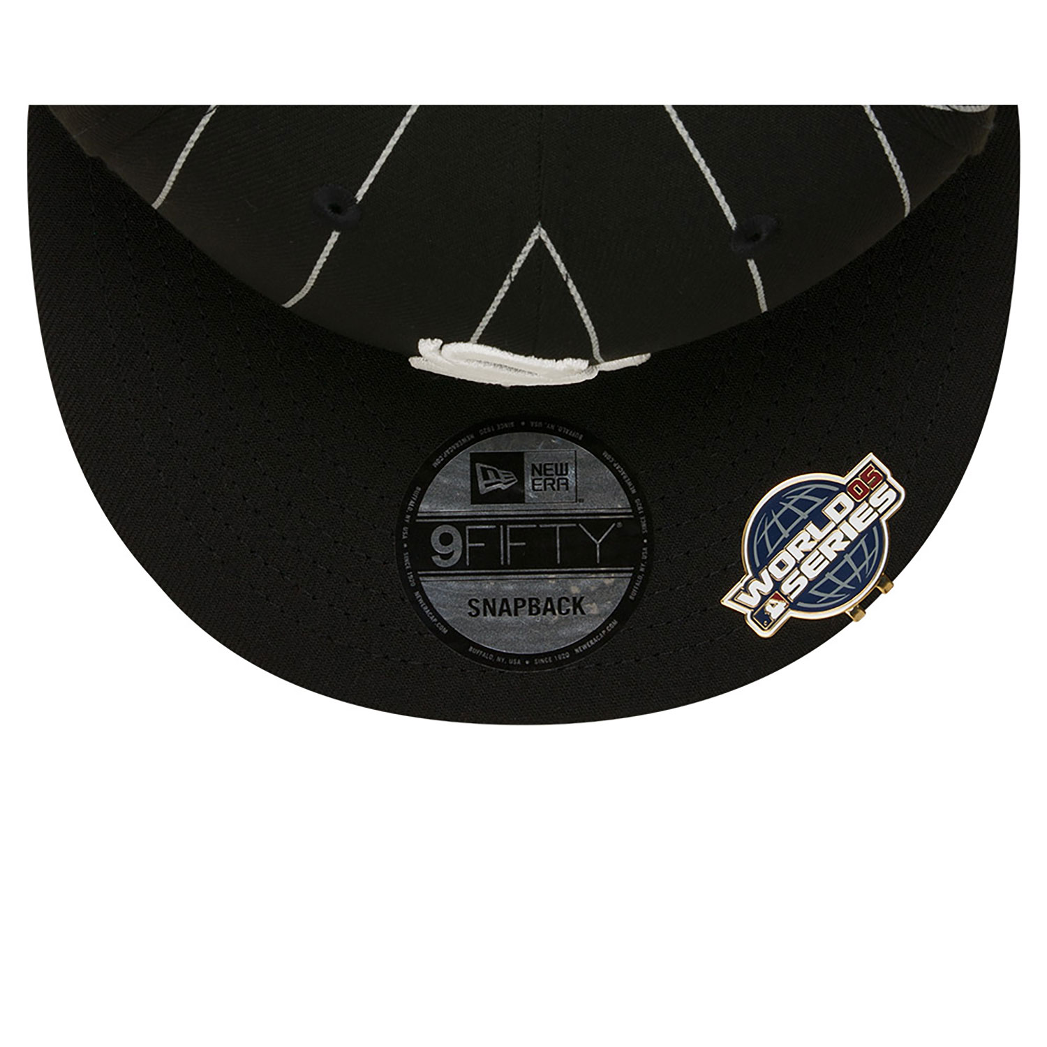 Chicago White Sox Pinstripe Black 9FIFTY Snapback Cap