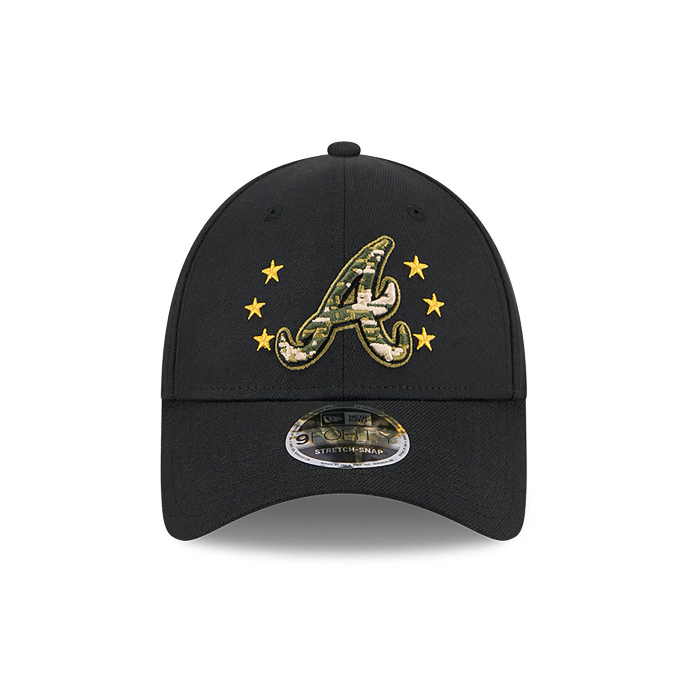 Atlanta Braves MLB Armed Forces Day 2024 Black 9FORTY Stretch Snap Cap